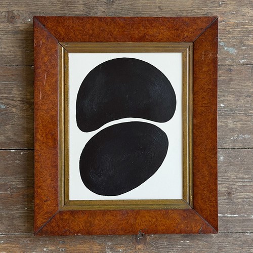 A Monochrome Abstract Acrylic On Paper In Vintage Frame By Margot Sinclair