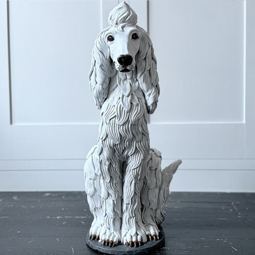A Large 1940'S Spanish White Ceramic Poodle Sculpture