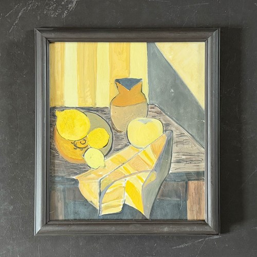 A 1950'S Acrylic Still Life In Yellow Tones