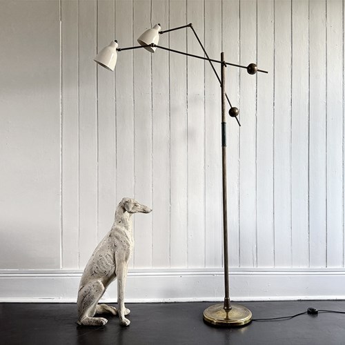 A 1950'S Italian Two Arm Articulated Standing Lamp