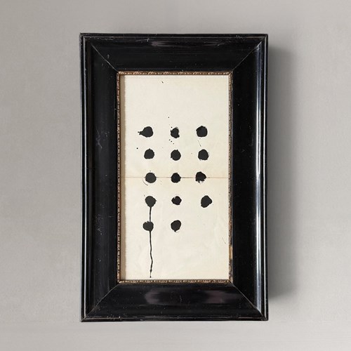 A Monochrome Abstract Artwork In One Of A Pair Of Antique Ebonised Frames