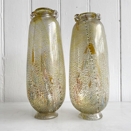A Pair Of Vintage Murano Glass Vases