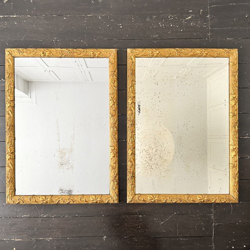 A Pair Of Art Nouveau Gilt Mirrors With Original Plates