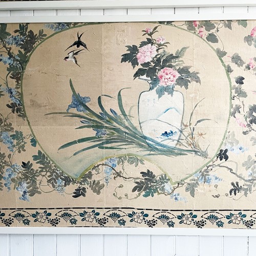 Large Chinoiserie Painted Panels: Panel 2