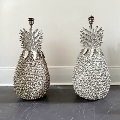A Pair Of Very Large Ceramic Pineapple Lights