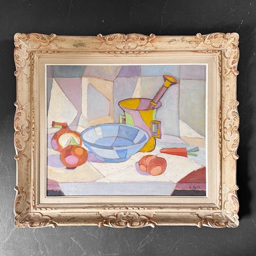 A Large Oil On Board Abstract Still Life By Alfréd Réth In Montparnasse Frame