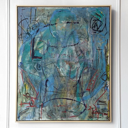 Abstract In Blue Oil On Canvas By Patrick Bouchon