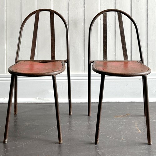 A Rare Set Of 8 Original Art Deco Metal Dining Chairs By Robert Mallet-Stevens