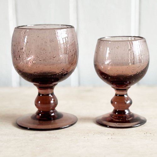 1960'S Biot Dark Pink Wine Glasses Sets Of 8