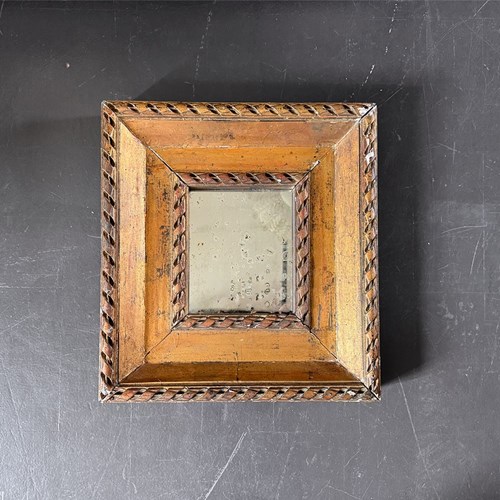 A Small 18Th C Italian Ribbon Carved Giltwood Mirror