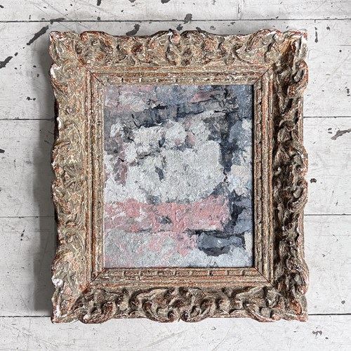 A Vintage Pink Grey Abstract Artwork In Antique Montparnasse Frame II