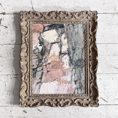 A Vintage Pink Grey Abstract Artwork In Antique Montparnasse Frame I