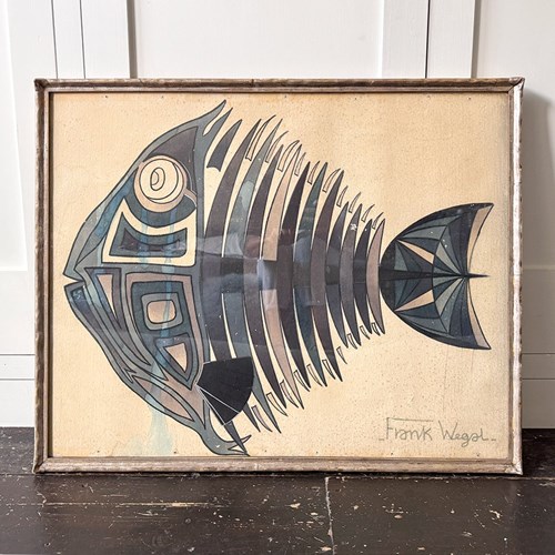 Mid Century 'Le Poisson Qui Pleure' By Frank Wegal Watercolour In Silver Gilt Fr