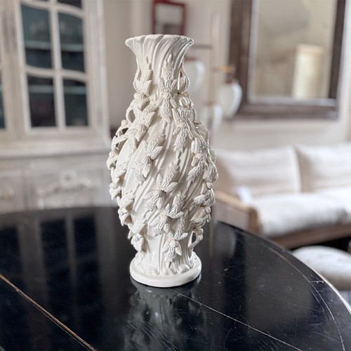 A 1960'S Manises White Ceramic Vase