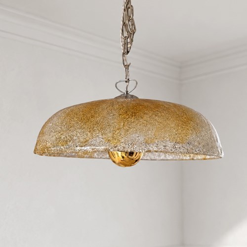 A 1950'S Italian Yellow Glass Pendant Light
