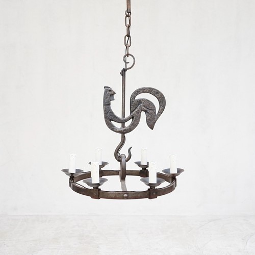 Wrought Iron Six Arm Chandelier By Atelier Marolle