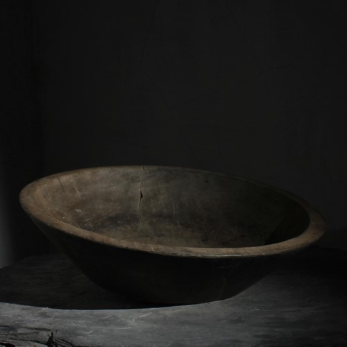 XL Edo Period Japanese Dug-Out Cedar Bowl