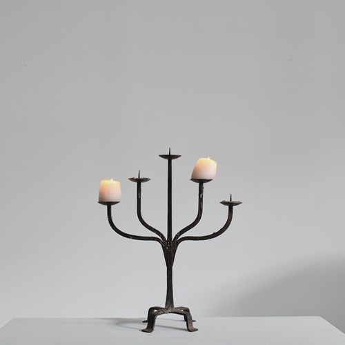 French Modernist Wrought Iron Candelabra 