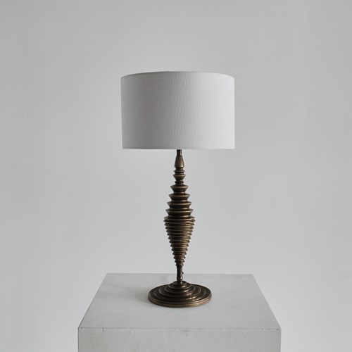 A Unique Solid Brass Modernist French Table Lamp