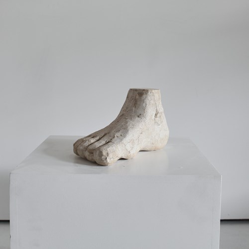 Large Sculptural Carved Stone Foot 