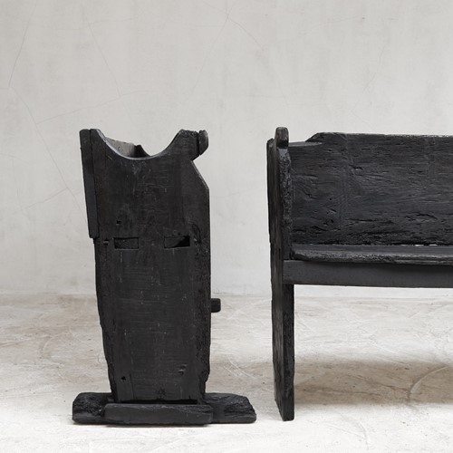 Rare Pair of Primitive 18th C. Catalan Benches