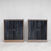 Pair of  Modernist Cerused Oak Tambour Cabinets 