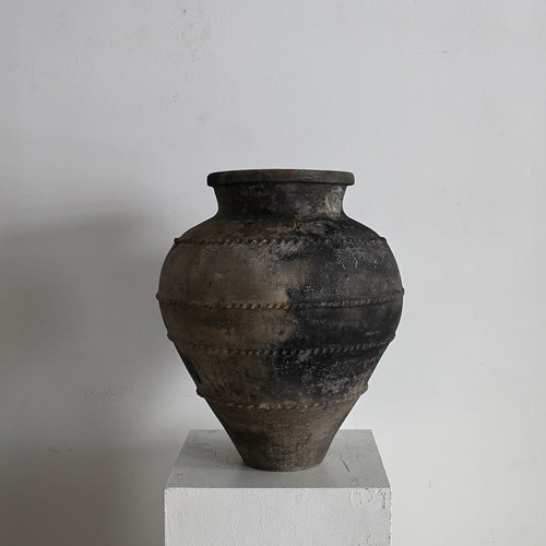  19Th C. Black Terracotta Portuguese Vessel