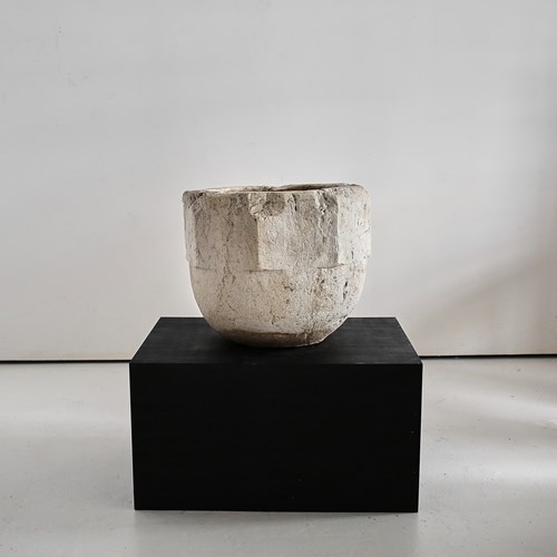 Monumental 17Th C. Venetian Carved Stone Mortar