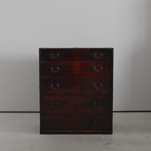 Part Charred Edo Period Tansu/Chest Of Drawers 
