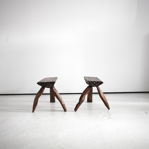 Pair Of 60S Artist Made Polish Stools