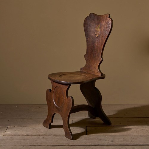 18Th Century English Oak Shield Back Hall Chair