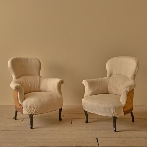 Pair Of Napoleon III Spoon Back Armchairs