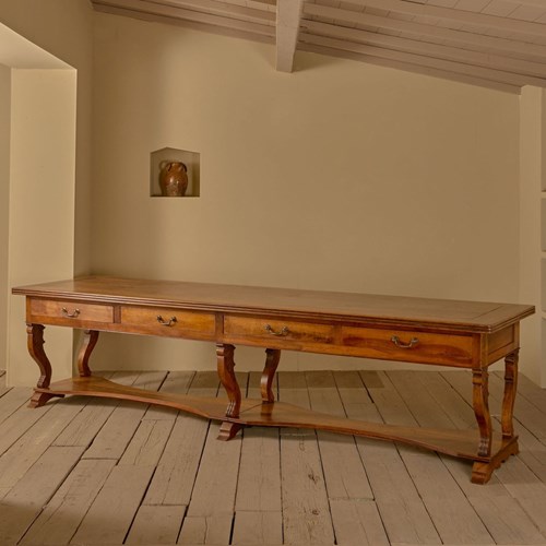 3.3M 19Th Century Walnut Italian Drapers Table