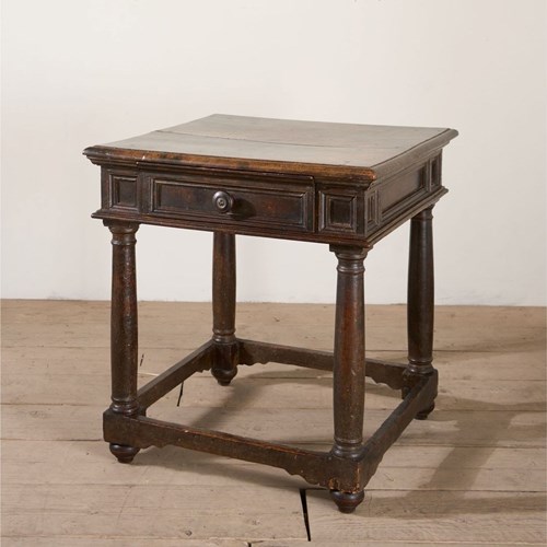 17Th Century Italian Walnut Square Side Table