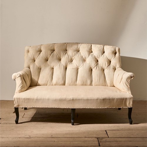 Napoleon III Buttoned High Back Small Sofa