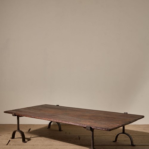 Large 18Th Century Trestle Coffee Table