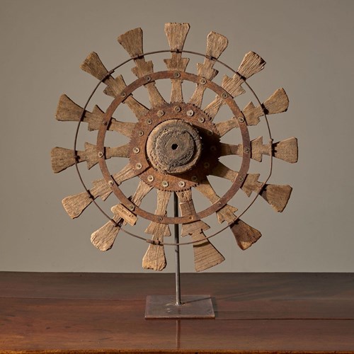 19Th Century Mounted Indian Silk Spinning Wheel - No1