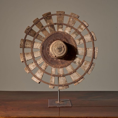 19Th Century Mounted Indian Silk Spinning Wheel - No2