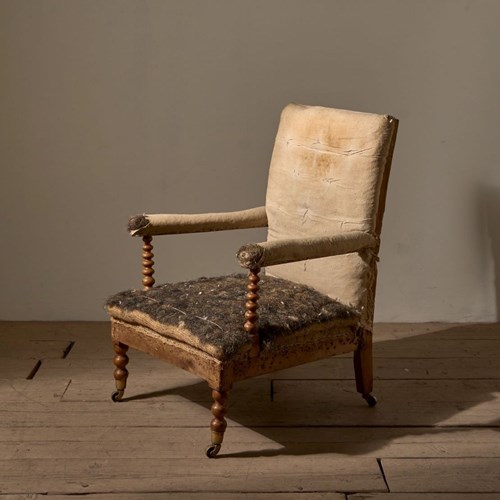 19Th Century Bobbin Turned Open Armchair
