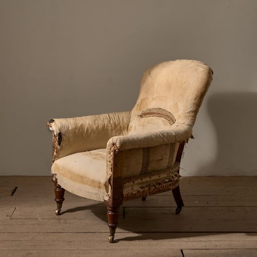 19Th Century English Country House Deep Seated Spoon Back Armchair
