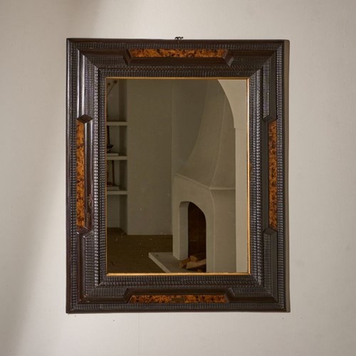 Large 19Th Century Italian Ebonised And Faux Tortoiseshell Mirror - No2