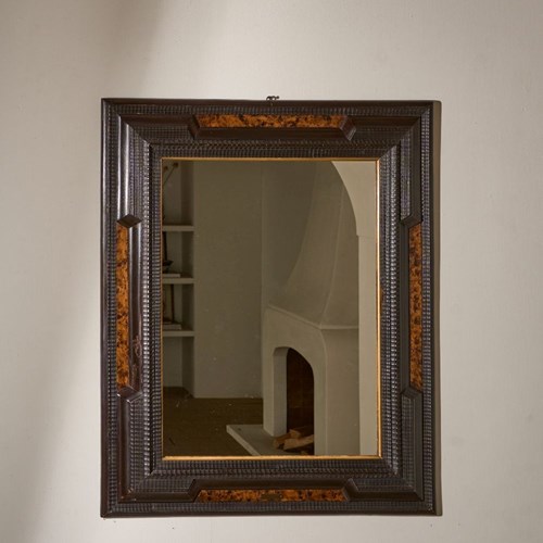 Large 19Th Century Italian Ebonised And Faux Tortoiseshell Mirror - No2