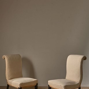 Pair Of Art Deco Scroll Back Slippe...