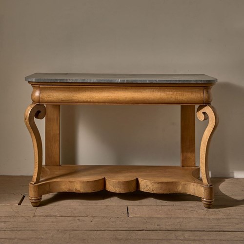 Large 19Th Century Walnut And Grey Marble Console Table