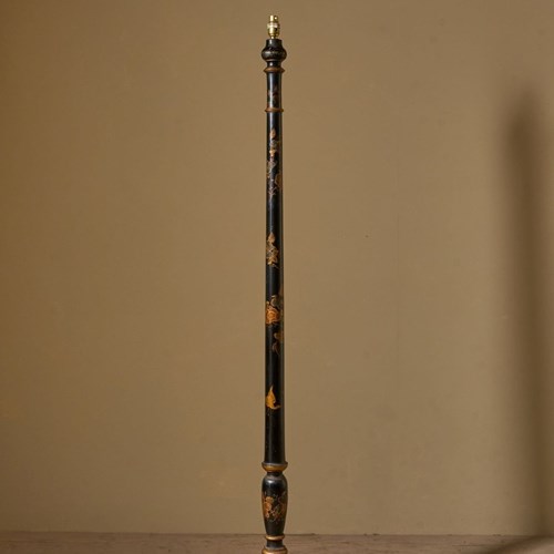 C1920 Black Lacquered Chinoiserie Floor Lamp
