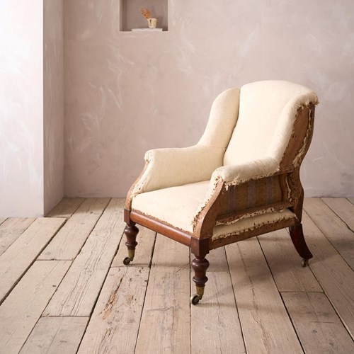 Early Victorian Unusual Shaped Large Armchair