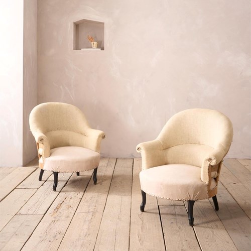 Pair Of Napoleon III Tub Chairs With Cabriole Legs
