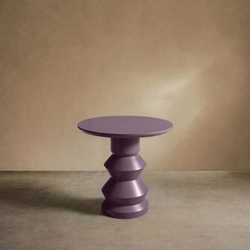 'Glen' Turned Wood Lacquered Side Table - Heather
