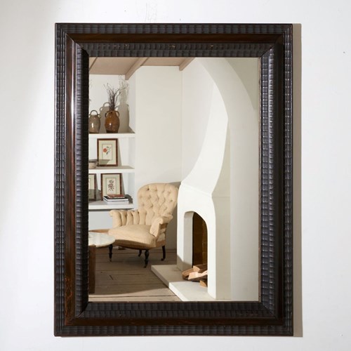 Large 19Th Century Italian Ebonised And Faux Mahogany Wall Mirror