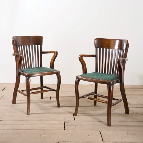 Pair Of C.1920 Oak Desk Chairs